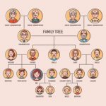 Faces inside circles family tree to show heirs Faces inside circles family tree to show heirs