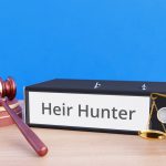 Heir Hunter – Folder with labeling, gavel and libra – law, judgement, lawyer