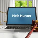 Heir Hunter – Law, Judgment, Web. Laptop in the office with te Heir Hunter – Law, Judgment, Web. Laptop in the office with te